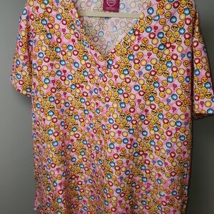 Emoji Print Pink Short Sleeve Top